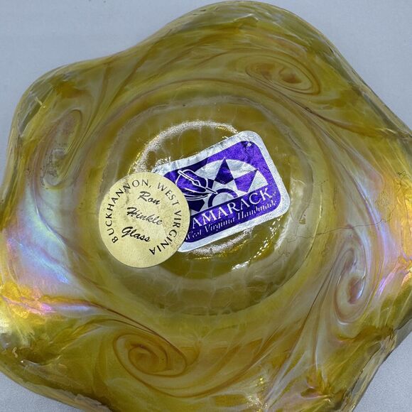 Ron Hinkle Studio Art Glass Swirl Iridescent Trinket Dish Hand Made WV - Picture 4 of 8